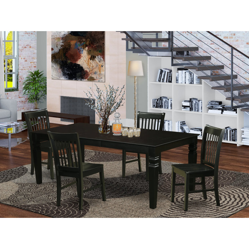 Beesley 4 - Person Solid Wood Top Four Leg Dining Set, Linen White, 5 Pieces: 1 Table, 4 Chairs