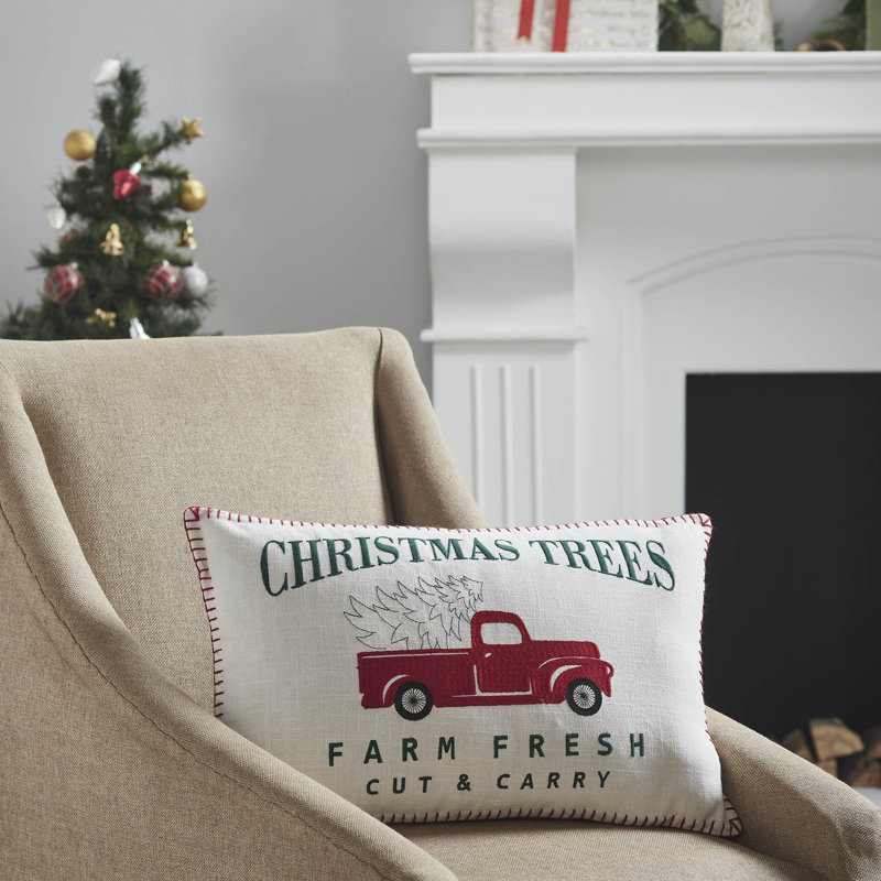 Oreiller de Noël camion plus frais 14x22