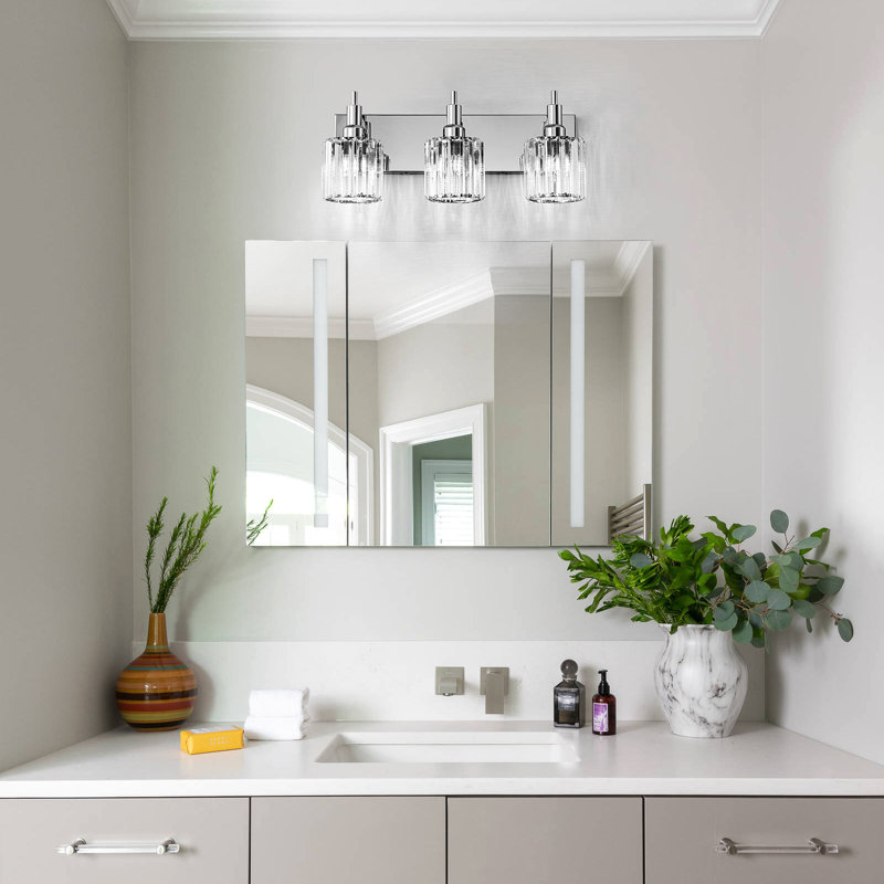 Éclairage pour meuble-lavabo à intensité variable Taevion, Trois lumières, Chrome chrome