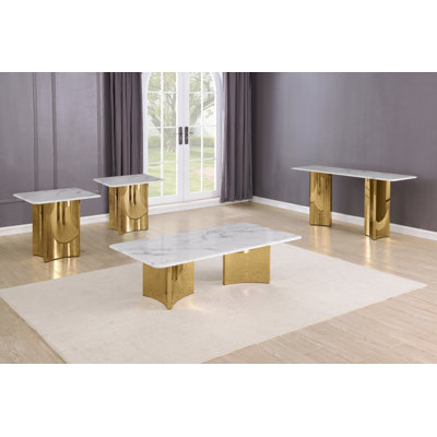 Ensemble de 4 tables basses en marbre blanc
