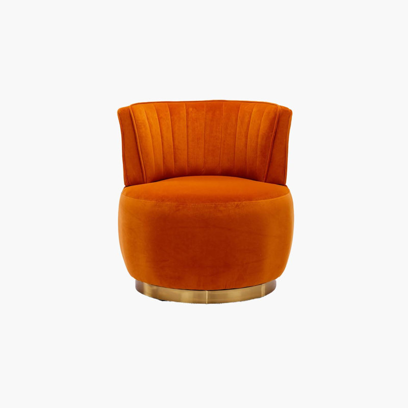 360 Degree Swivel Cuddle Barrel Accent Sofa Chairs,Living room chair,Reading chair, Orange Fabric