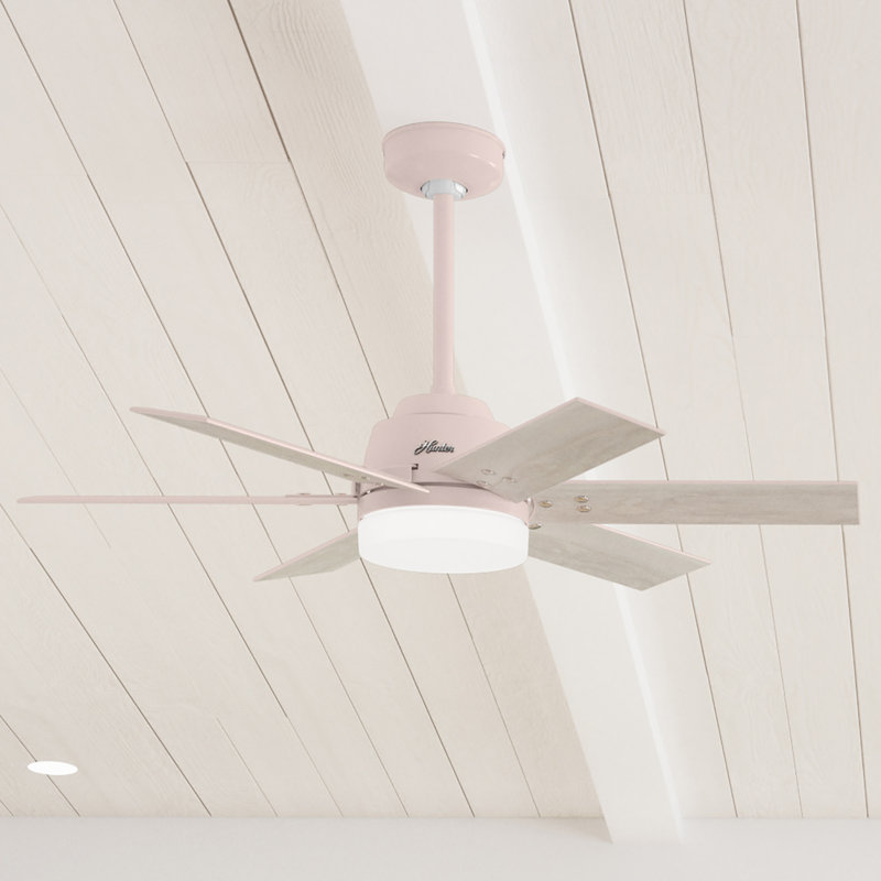 44" Blush Pink Ceiling Fan with Light and Remote Control