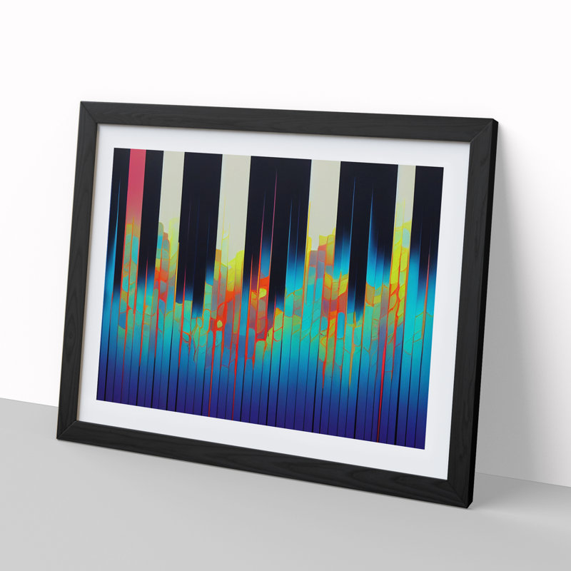 Audio Equalizer Abstract - Single Picture Frame Print, Black , 46cm H x 64cm W