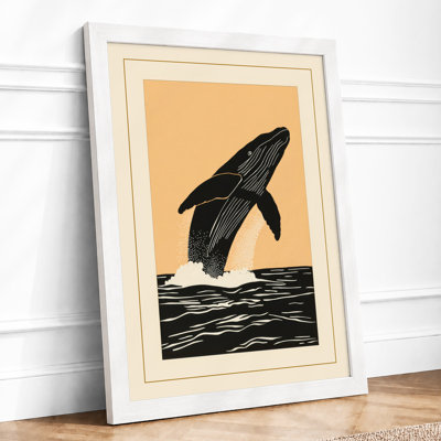 Breaching Whale Coastal - Framed Print