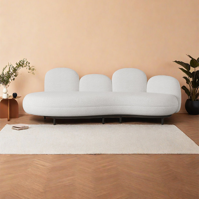 Méridiennes intérieures modernes et larges avec pieds en métal, Beige