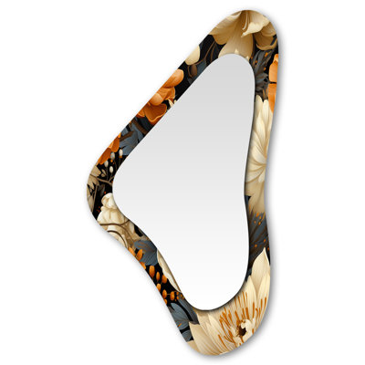 Autumn Cottage Flowers Pattern - Floral Unique Shape Unique Wall Mirror, Cottage Freeform Mirror, Printed Metal Art