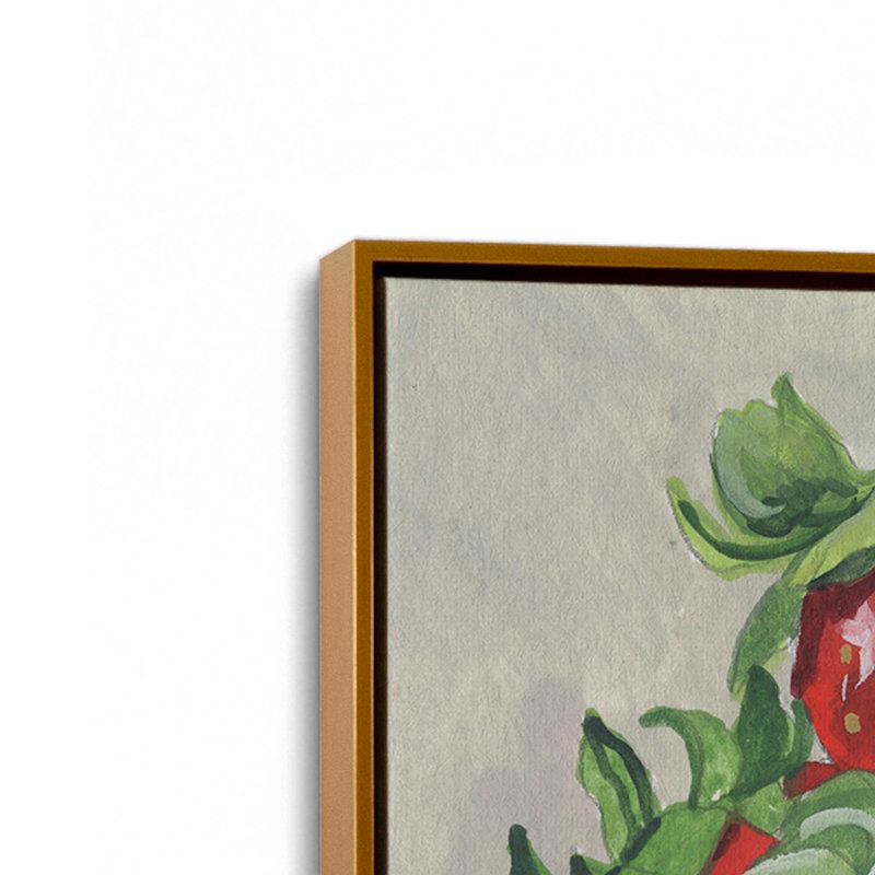 «Country Kitchen Strawberries» par Kate Jarvik Birch, reproduction d'art, 20 W x 20 H, Gold, Framed Canvas