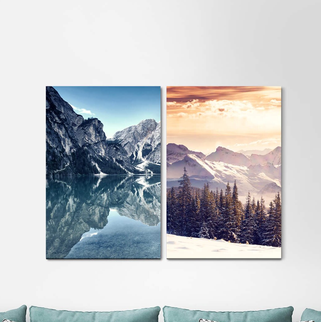 2-tlg. Leinwandbilder-Set - Fotografie "Berge Matterhorn Alps Snow Summits Sublime Sunrays"