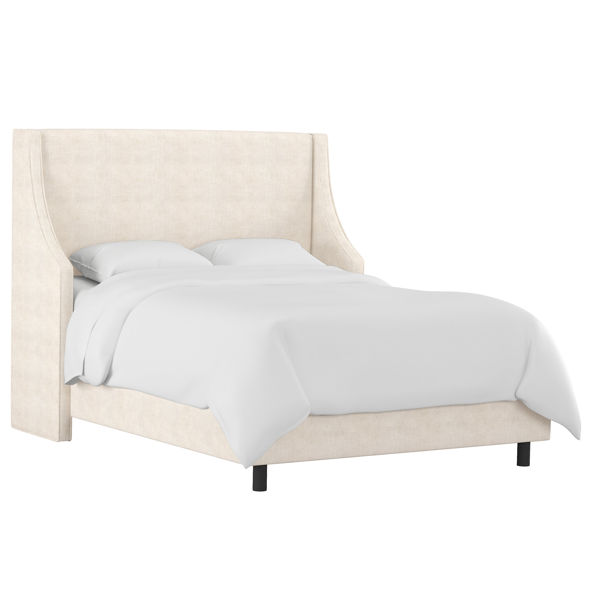 Bernadine Upholstered Wingback Bed, King, Classic Talc Linen