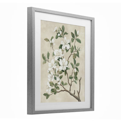 Reproduction sous verre rétro encadrée d'un arbre blanc, design par Petal Prints Design