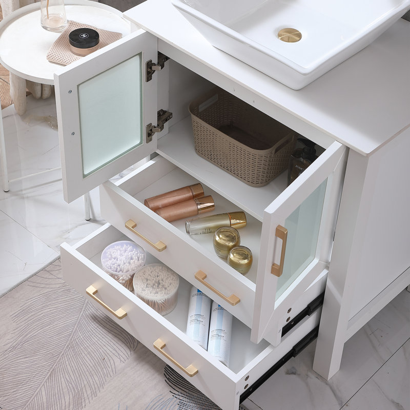 30" Modern Free-Standing White Single Bathroom Vanity