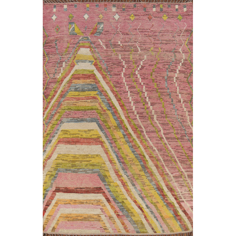 Tapis marocain en laine fait à la main à motif abstrait 7 x 10