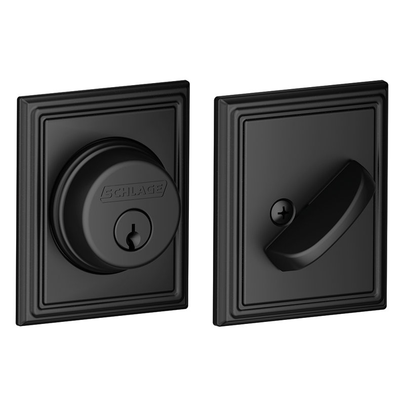 Single Cylinder Deadbolt with Addison Trim, Matte Black