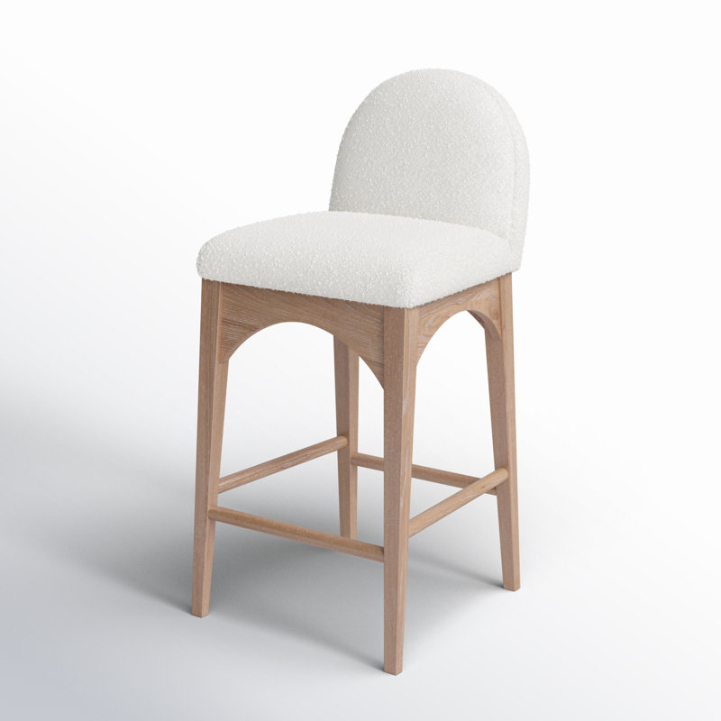 Tabouret de comptoir Waldorf, Naturel, Crème Boucle