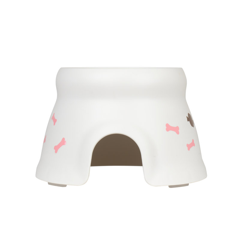 Small White and Pink Elevated Dog Bowl
