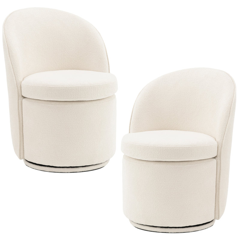 Chaises de baril rembourrées, chaises de cuisine pivotantes en tissu Boucle, chaises d'appoint à oreilles, chaises de coiffeuse