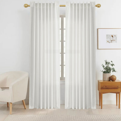 Pinch Pleat Linen Curtains 2 Panels Set