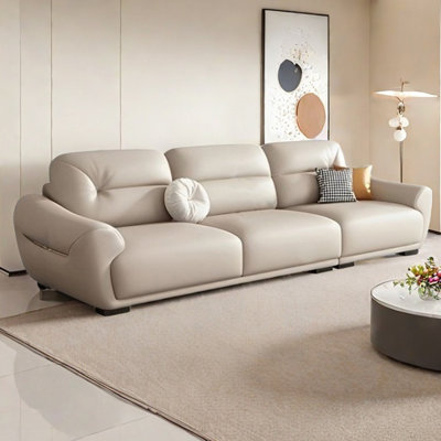 Italian simple cream style straight row sofa