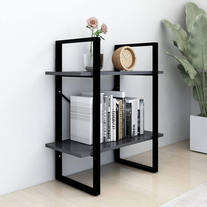Koushirou 70 cm H Etagere Bookcase, 70cm H x 60cm W x 30cm D, Grey