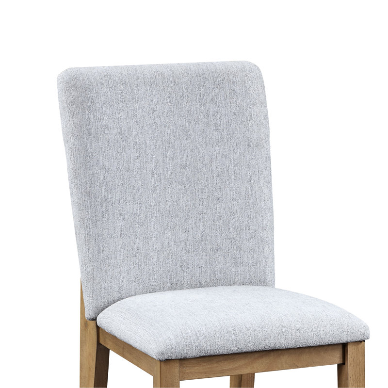 De 2 chaises en lin gris, assise de 19 po de hauteur, assise et dossier rembourrés, base en bois massif, élégantes chaises en tissu pour salle à manger (2), assise, rembourrage confortable, fabrication classique