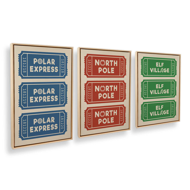 Ensemble de 3 impressions sur toile Northby Noel, H 19 po x l 39 po, Impression encadrée sans passe-partout, Érable américain