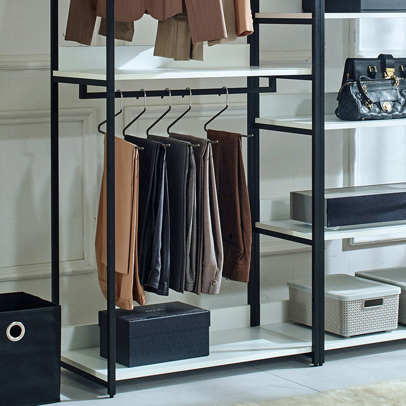 Garde-robe autoportante en métal et bois - Rangement profond, chaleur de l'eau, égratignures extérieures, matériau E0 pour utilisation durable, système blanc avec cadre thermolaqué, extra, panneau de classement