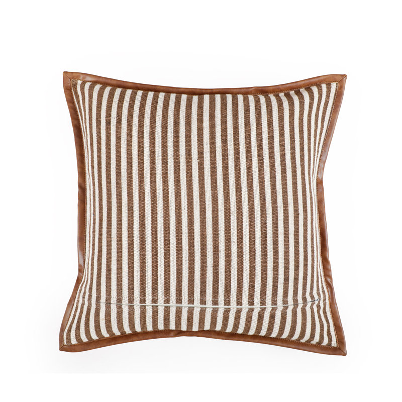 Striped Cotton and Jute / Sisal Throw Pillow