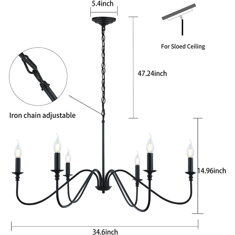 6-light Black Rustic Chandelier