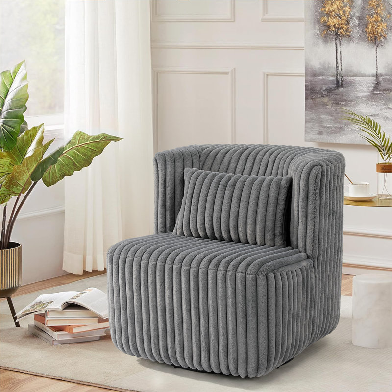 Fauteuil baquet pivotant à 360 ° en velours avec coussin, Velours bébé gris