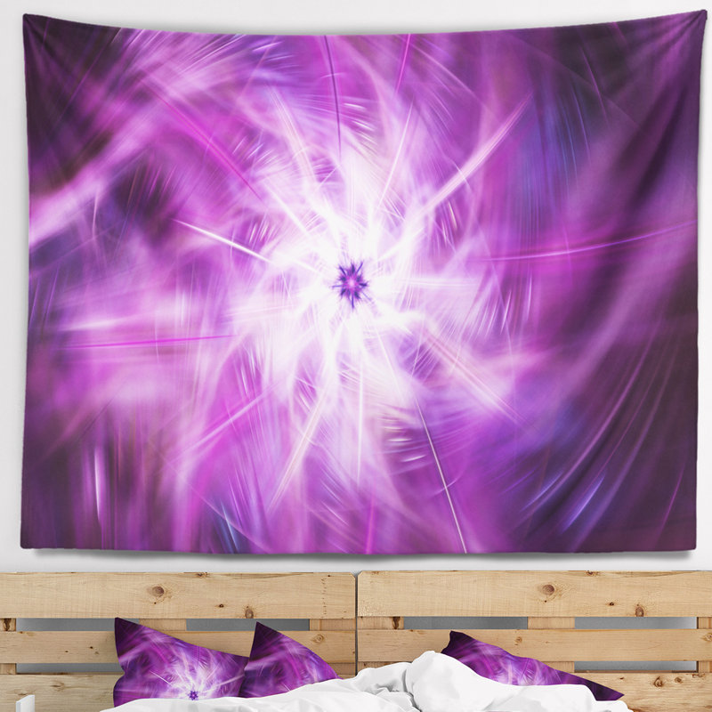 Tapisserie de feux d'artifice floraux mauve vif, H 50 po x l 60 po