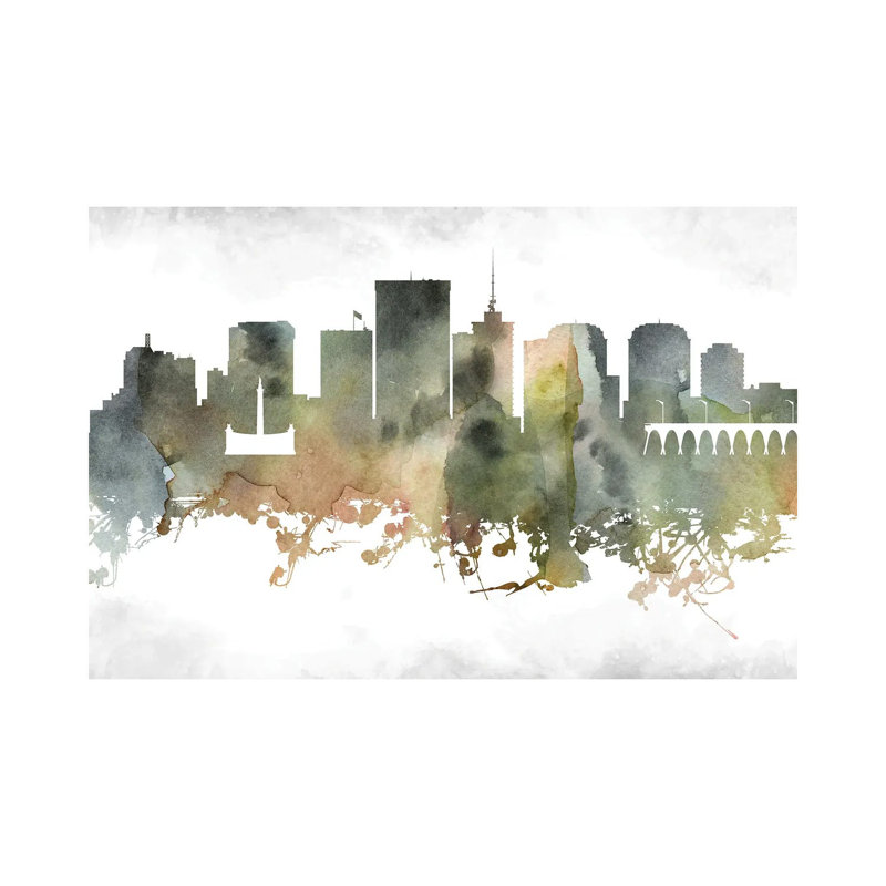 Richmond Skyline par Walldecoraddict - Toile tendue, estampe numérique sur toile tendue, H 40 po x l 60 po x 1,5 po