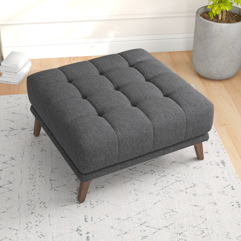 Repose-pieds capitonné carré l 35,5 "x P 35,5" Ardrie, Tissu gris foncé
