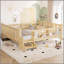 Lit pour enfants en bois massif avec bibliothèques de rangement, escaliers mignons et garde-corps, aucun sommier requis-1882690437-1882690443