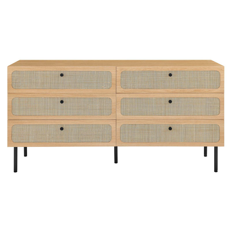 Commode 6 tiroirs Modway, Chêne / Noir