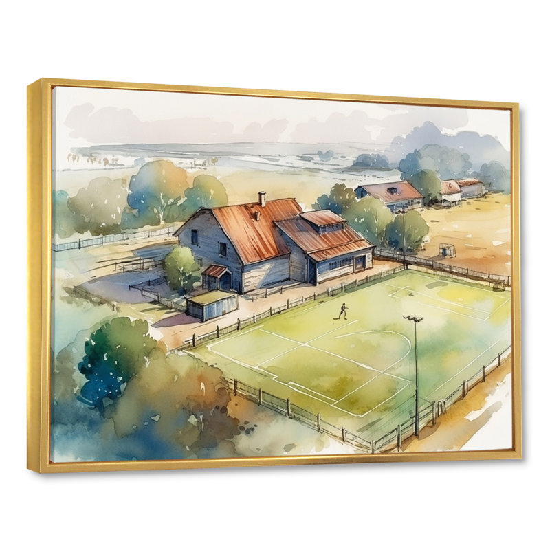 «Robinia Soccer Field Adventures III», reproduction sur toile, H 12 po x l 20 po x P 1 po, Cadre flottant doré
