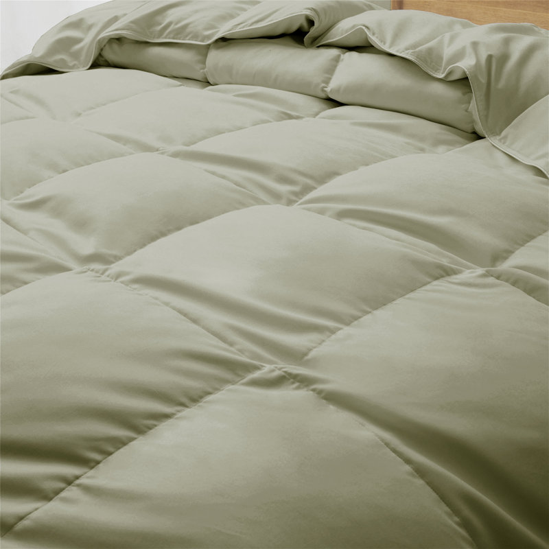 Premium All Season Down Feather Fiber Comforter Duvet Insert, Queen, Sage