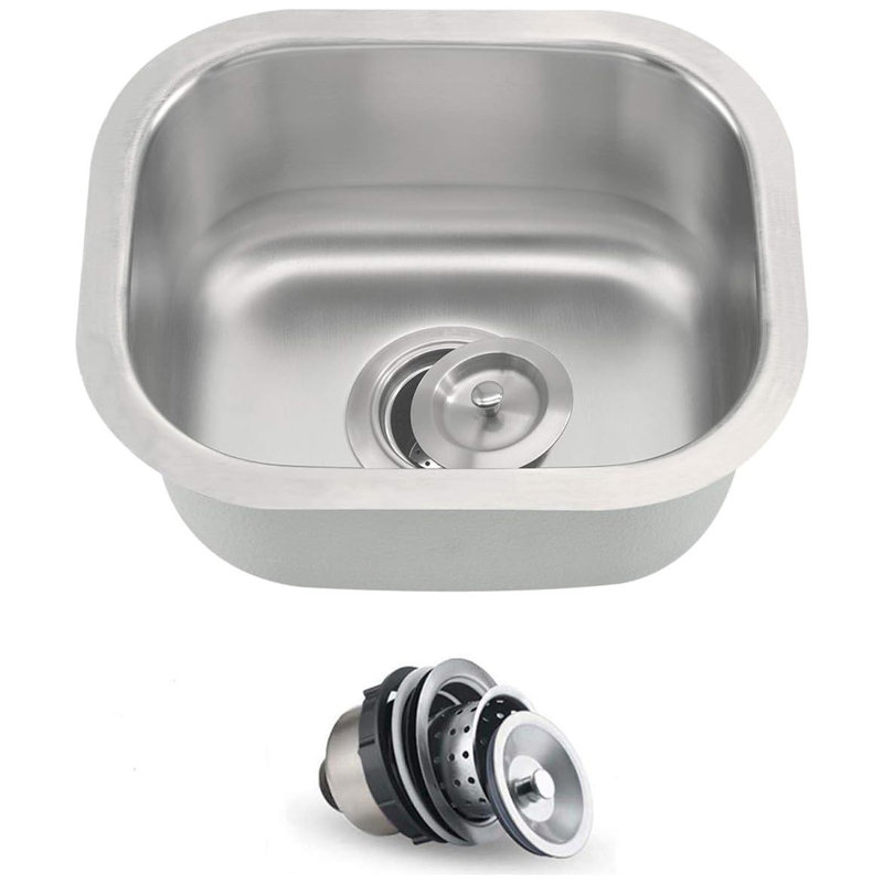 KDK HOME 15" x 13" Undermount Bar/RV Small Sink Single Bowl Kitchen Sink with Basket Strainer