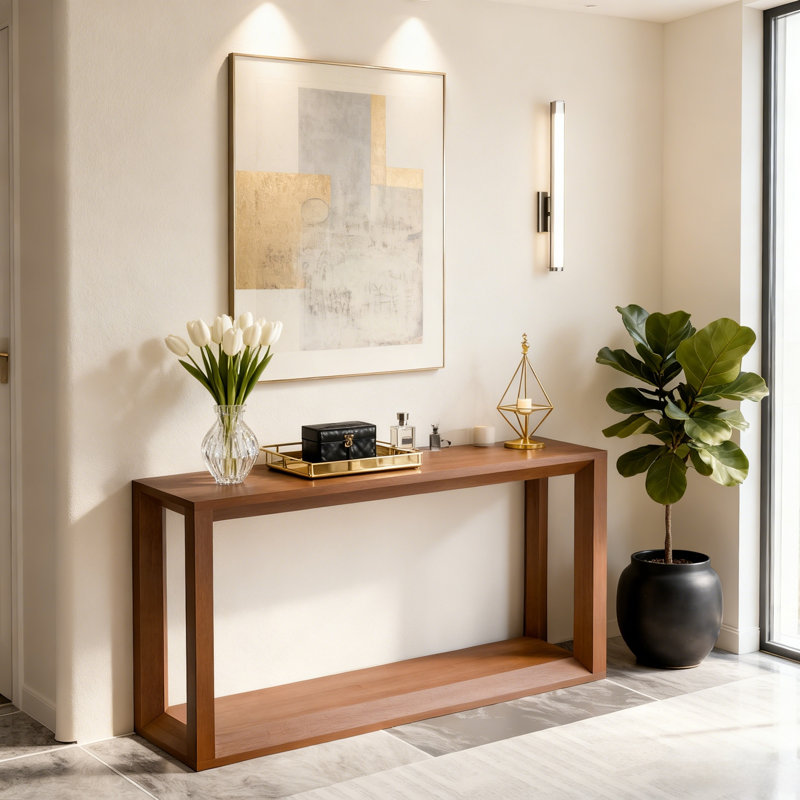 Console rectangulaire avec rangement, Marron foncé
