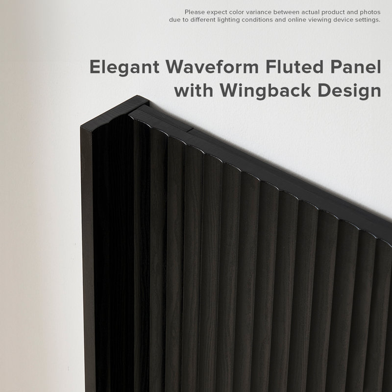Dorcus Wooden Fluted Headboard, Black, King