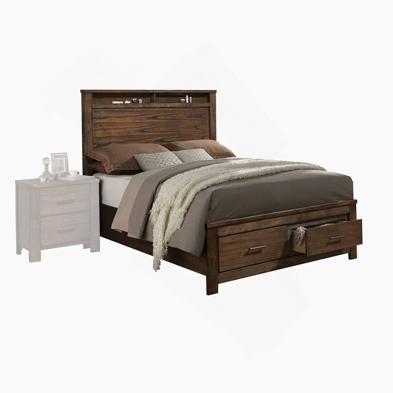 Oak Queen Bed with Storage
