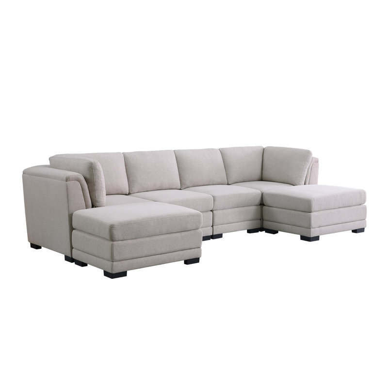 Canapé modulaire réversible moderne en tissu de lin avec 2 repose-pieds Krist121.5 "Modern