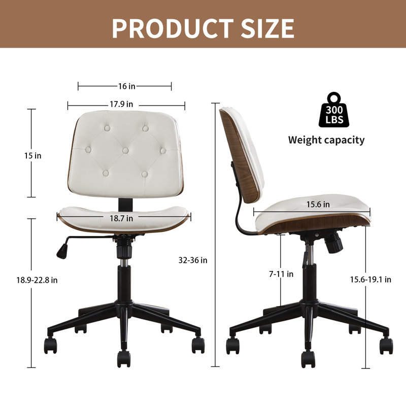 Chaise de bureau Mid-Century, Blanc