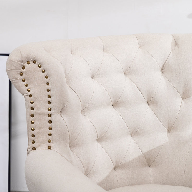 Abrielle Upholstered Wingback Chair, Cream