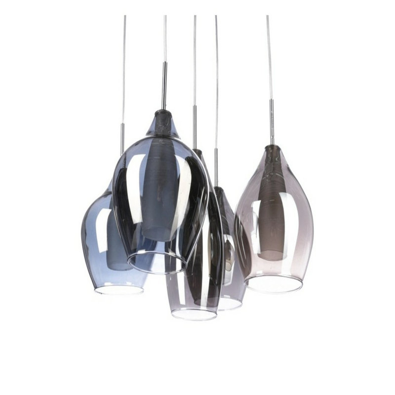 Amber Milano 5 - Light Chrome Cluster Pendant, Chrome