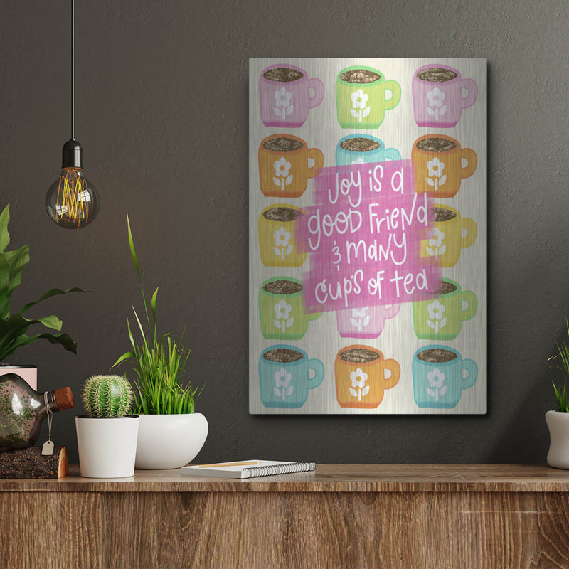  «Joy Is A Good Friend» par Club Daydream, art mural en métal, 12 po x 16 po, H 16 po x l 12 po