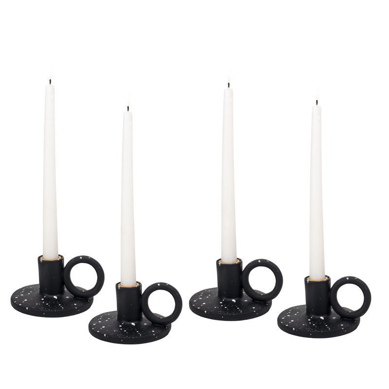 Speckled Candle Holder Black 4-Pack, Black