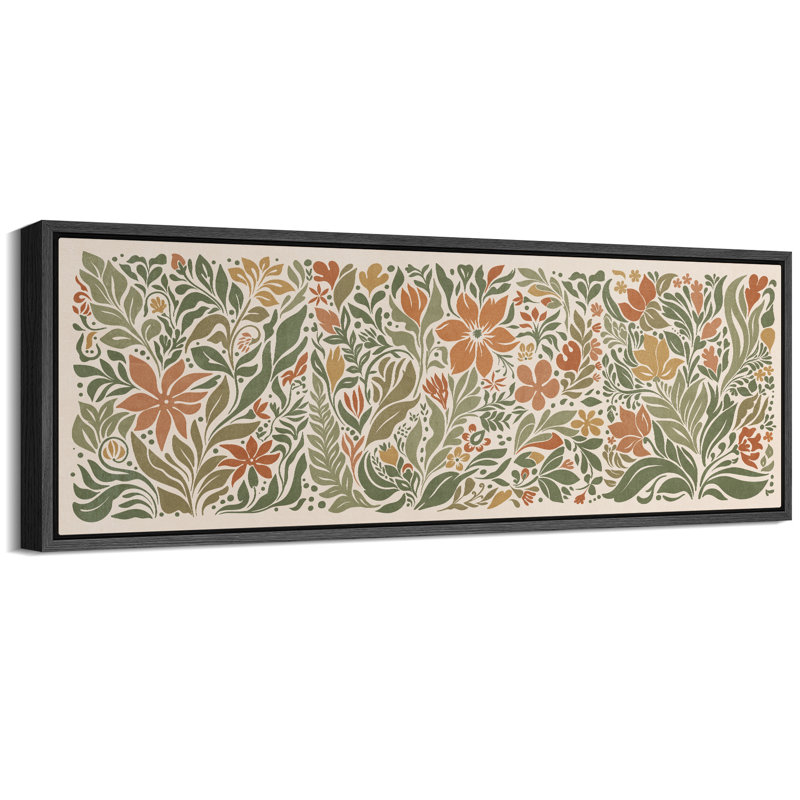 Folk Art, jardin floral, art moderne, H 20 po x l 60 po, Noir, noir, noir, noir