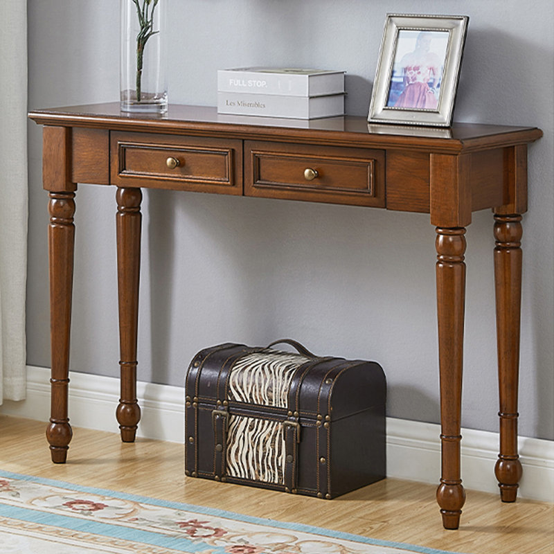 Solid Wood Rectangular Console Table, 29.92" H x 35.43" W x 13.78" D, Maroon