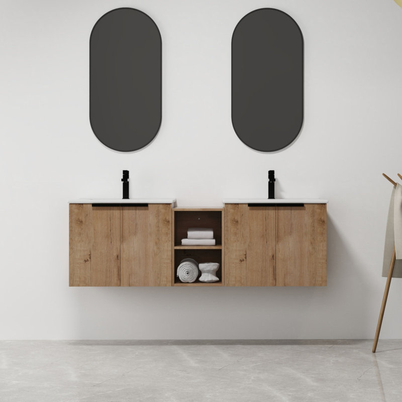 Meuble d'appoint mural ECLIPSE de 12 po, fini chêne clair
