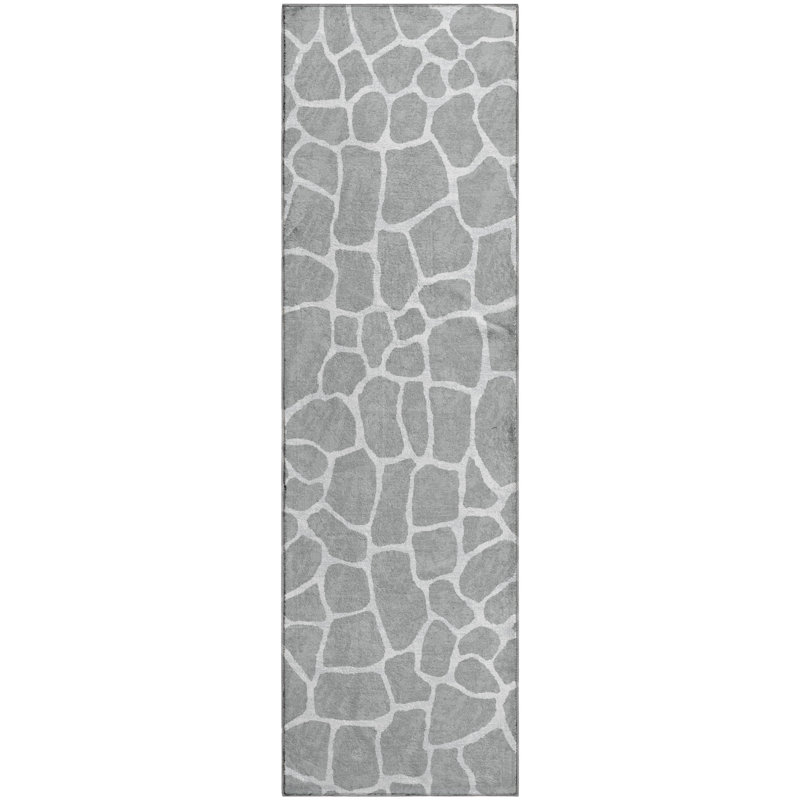 Premium Machine Washable Kishonna AMF45 Gray Rug, Runner 2'3" x 7'6"
